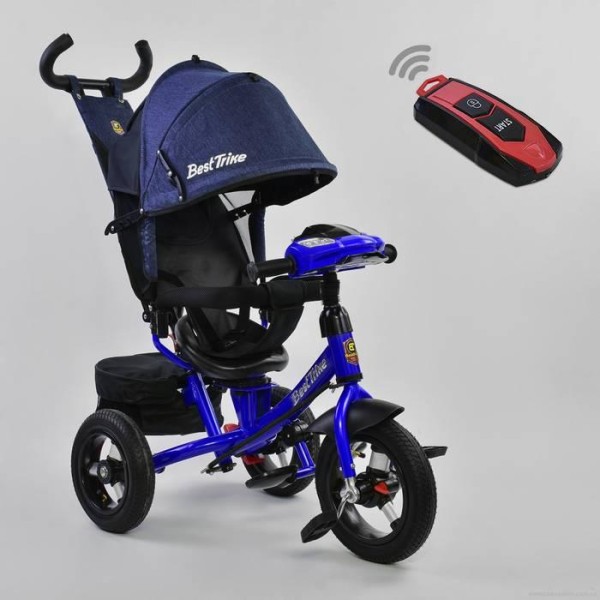 Детский трехколесный велосипед с пультом Best Trike 7700 B 2280 поворотное сиденье, надувные колеса