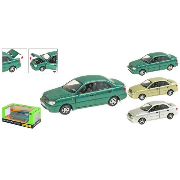 Машинка Ланос металлическая Автопром 7778 Daewoo Lanos, Свет,Звук, Открываются капот, багажник, двери.