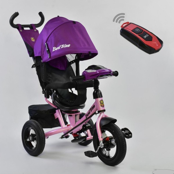Детский трехколесный велосипед с пультом Best Trike 7700 B 7599 поворотное сиденье, надувные колеса