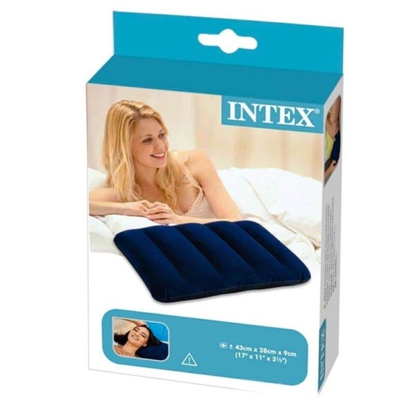 Надувная флокированная подушка Intex 68672, синяя