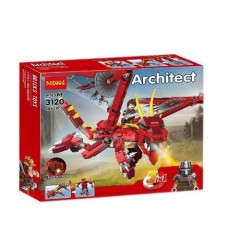 Конструктор Decool Architect 3 в 1 Красный дракон 3120, 486 дет.